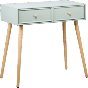 Konsolbord/entrebord Nordlys Furniture Nishio - grøn FSC-bøgetræ med 2 rattan-skuffer & krombelagte greb H79ÃB80ÃD42 cm